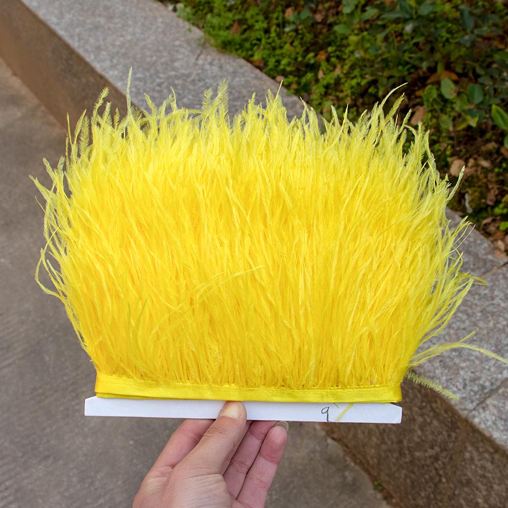 8-10Cm Ostrich Feather Trims For Skirt Natural Ostrich Feathers On Tape Ribbon Decoration For Dresses Carnival Accessories