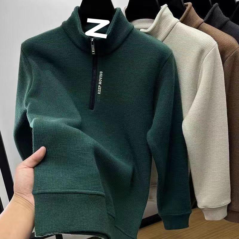 Men's Turtleneck Sweater Fashion Men's   Half Zipper Thickening Sweater Warm