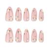 24 Pcs Sweet Press On Nail Almond Shape Stick On Nail Glossy Full Cover False Nail Manicures Supplies for Woman
