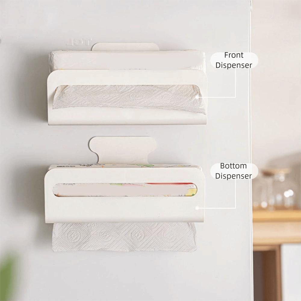 Punch Free Magnetic Paper Towel Holder Large Capacity Refrigerator Organizer  Kitchen