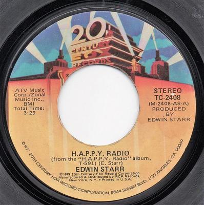 7inch Record EDWIN STARR - H.A.P.P.Y. Radio / My Friend TC2408 20th Century Fo 1979 US Soul/Funk Used