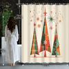 GAE"Retro Christmas Shower Curtain - Mid-Century Modern Design with Colorful Trees and Stars, Perfect for Festive Bathroom Dec