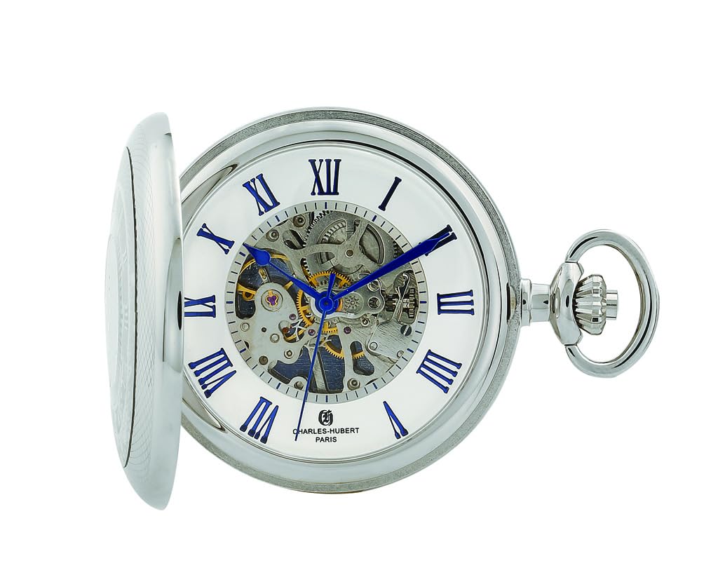 

Pocket Watch Mechanical Manual Winding Skeleton DWA043 [Charles Hubert] Men s срібний