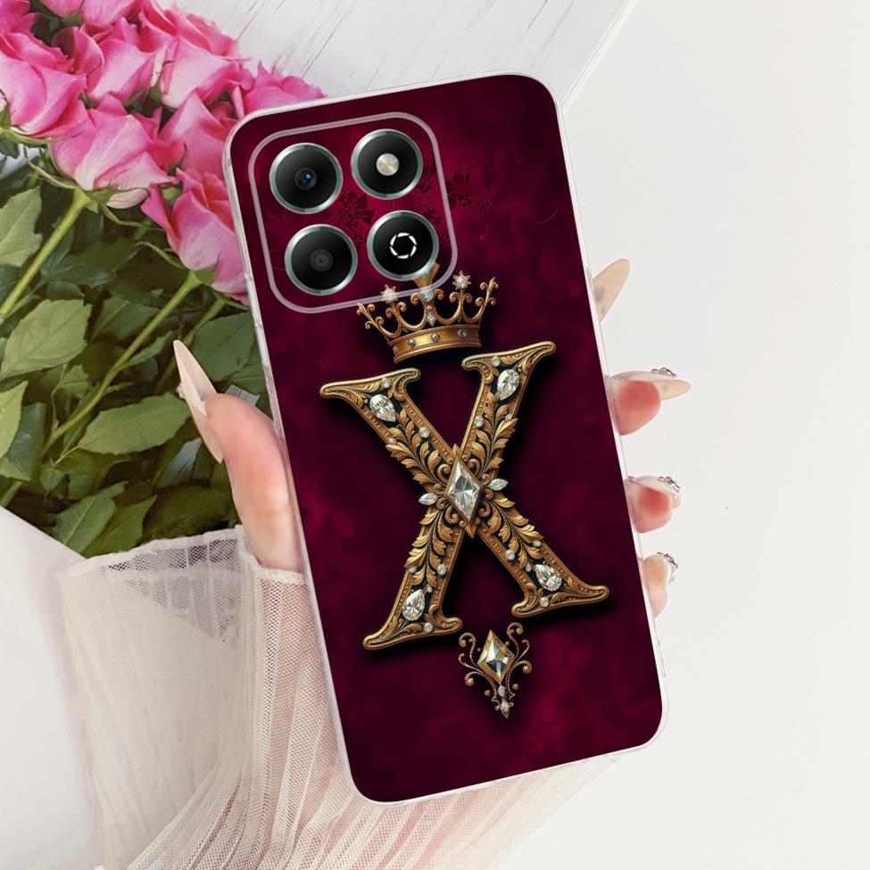 

Прозрачный чехол для Honor JDY-LX1 JDY-LX2 Чехол для Honor X6B Чехол Роскошная Корона Буквы от A до Z 2D Плоский Рисунок Honor X6B