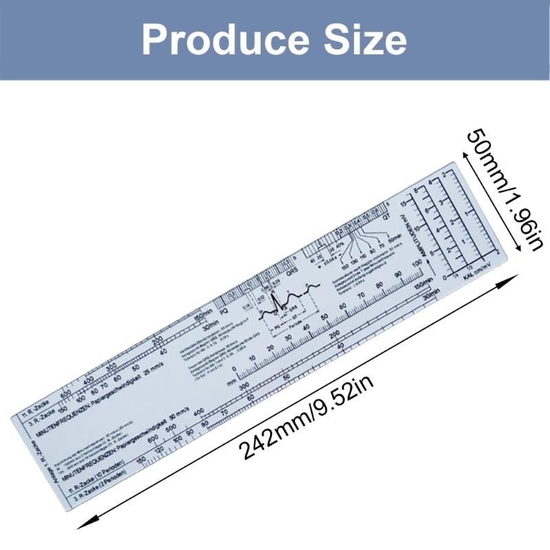 Heart Rate Scale Ruler Heart Rate Measuring Tool Caliper for Interpretation, Electrocardiogram Ruler Measuring Ruler