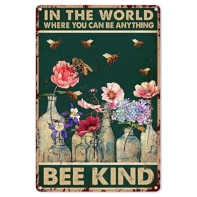 Vintage MetL Tin Signs Funny In A World Full of Roses Be A Sunflower Poster Tin Signs  Decoration for Home Cafe Bars Wall Decor