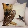 Bedroom Sofa Car Cushion Cover Cartoon Animal Colorful Fox Bird Squirrel Series Home Office Decoration Pillow