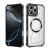 For iPhone 16 Pro Max CD Magnetic Design Heavy Duty Hard HD Clear Back Cover,For iPhone 16 Plus Rugger Armor Hard PC TPU Case