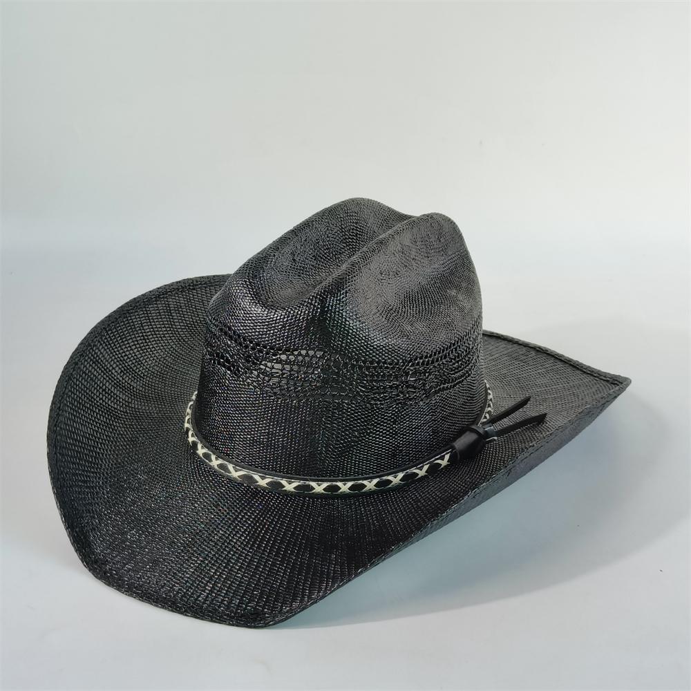 Men Stiff Cowboy Straw hat women wide Brim Pasture straw hat cowboy solid Outdoor summer Sun hat Jazz sombrero vaquero hombre