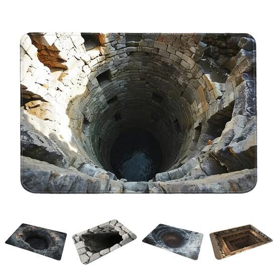 Floor Mat 3D Optical Illusion Rug with Realistic Hole Effect Soft Non-Slip Pet-Friendly Carpet Living Room Hallway Decorative Rug