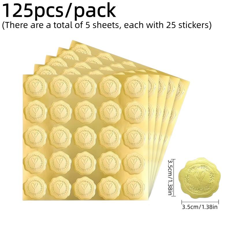 125pcs Embossed Seal Stickers Gold Silver Heart Envelope Self-Adhesive Stickers for Wedding Invitation Gift Packaging Bag Box