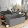 Día Y Noche - Día Y Noche Square Washbasin with Overflow Matte Light Gray Ceramic 41x41 Cm