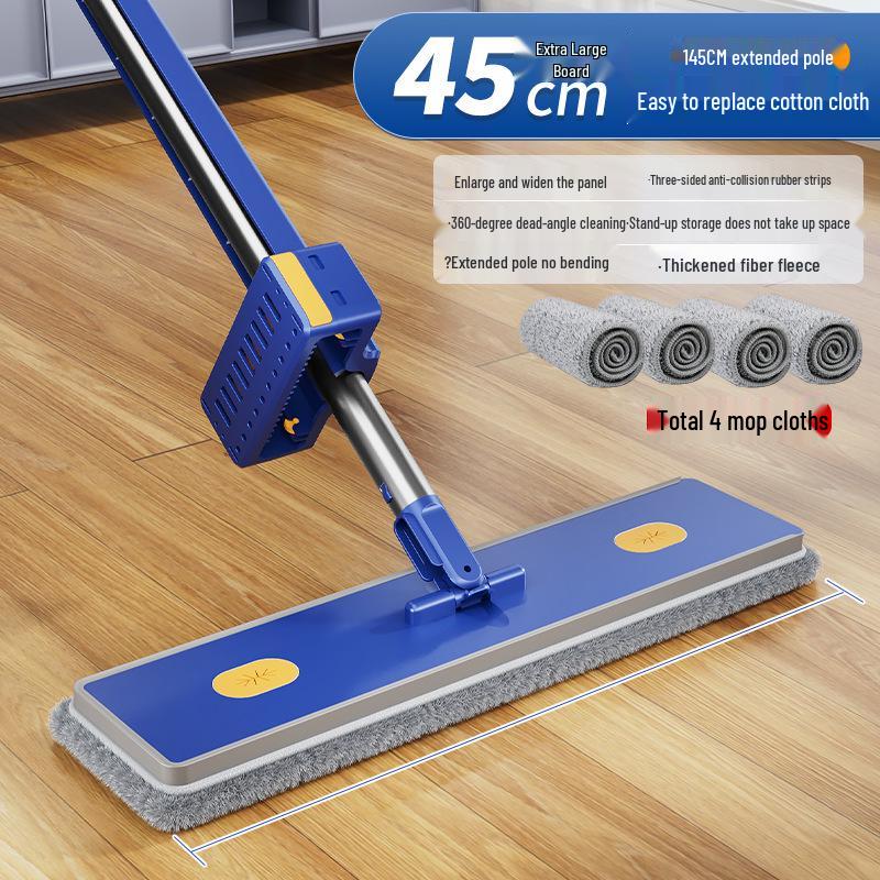 Hands-Free Flat Mop: High Absorption, One-Wipe Clean, with Easy-to-Use Mop Cloth