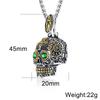 Collana Ciondolo Teschio Occhi Verdi Uomo Cool Gotico Acciaio Inossidabile Uomo Intaglio Fine Dettaglio Alta Qualità Teschio Biker Gioielli