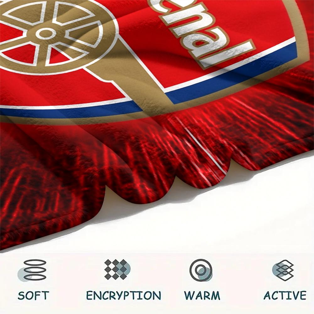 Klub Piłkarski Arsenal, Wzór Koc Flanelowy, Wysoka jakość, Wygodny na Wszystkie Pory Roku, Wystrój Domu, Ciepło i Komfort, Idealny na Prezenty.