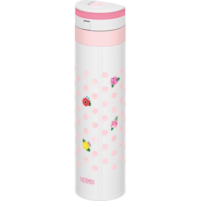 Термос Thermos, кружка из нержавеющей стали JNS-450G F-WH, 450 мл, Цветочный белый