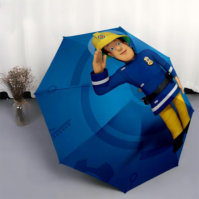 Fireman Fire Trucks Themed Travel Umbrella-8 Ribs Automatic Opening and Closing, Portable Folding Design, Compact and Stylish Umbrella Suita