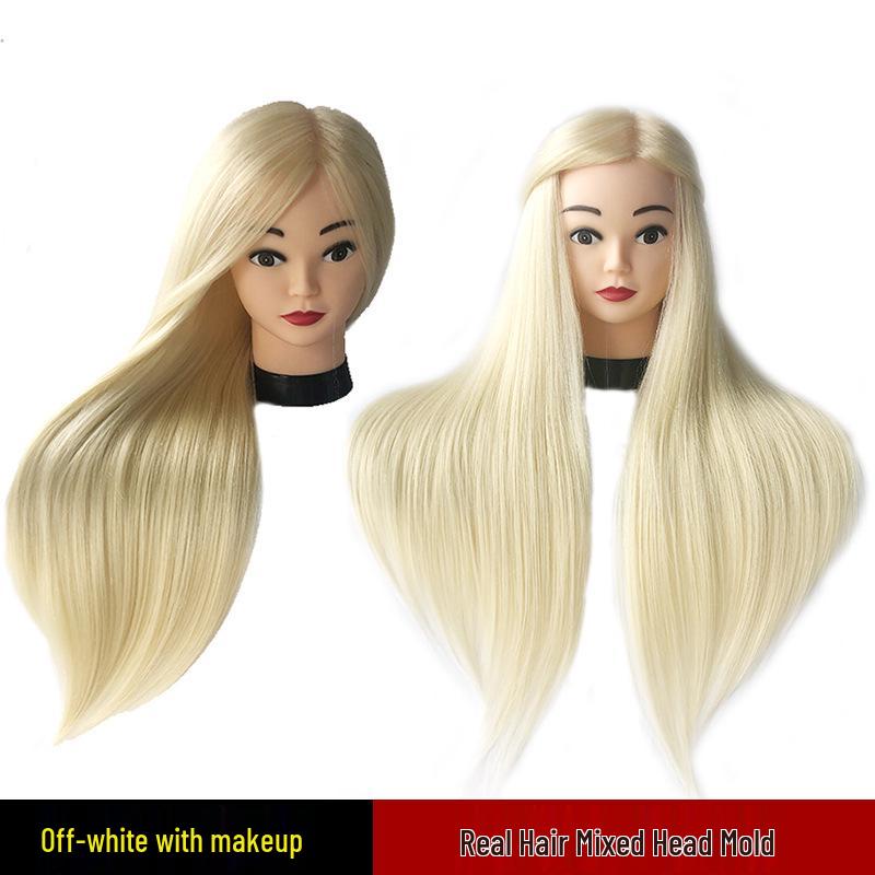 Real Hair Mannequin Head for Perming, Curling, Straightening, Cutting, Styling, Updos, and Braiding