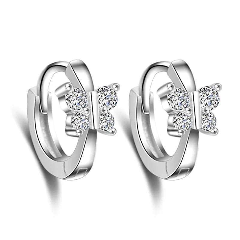 

[iroha mode] hoop earrings Compatible with metal allergies Made of pure silver S925 flower star star zirconia CZ diamond Sparkling simple Stylish