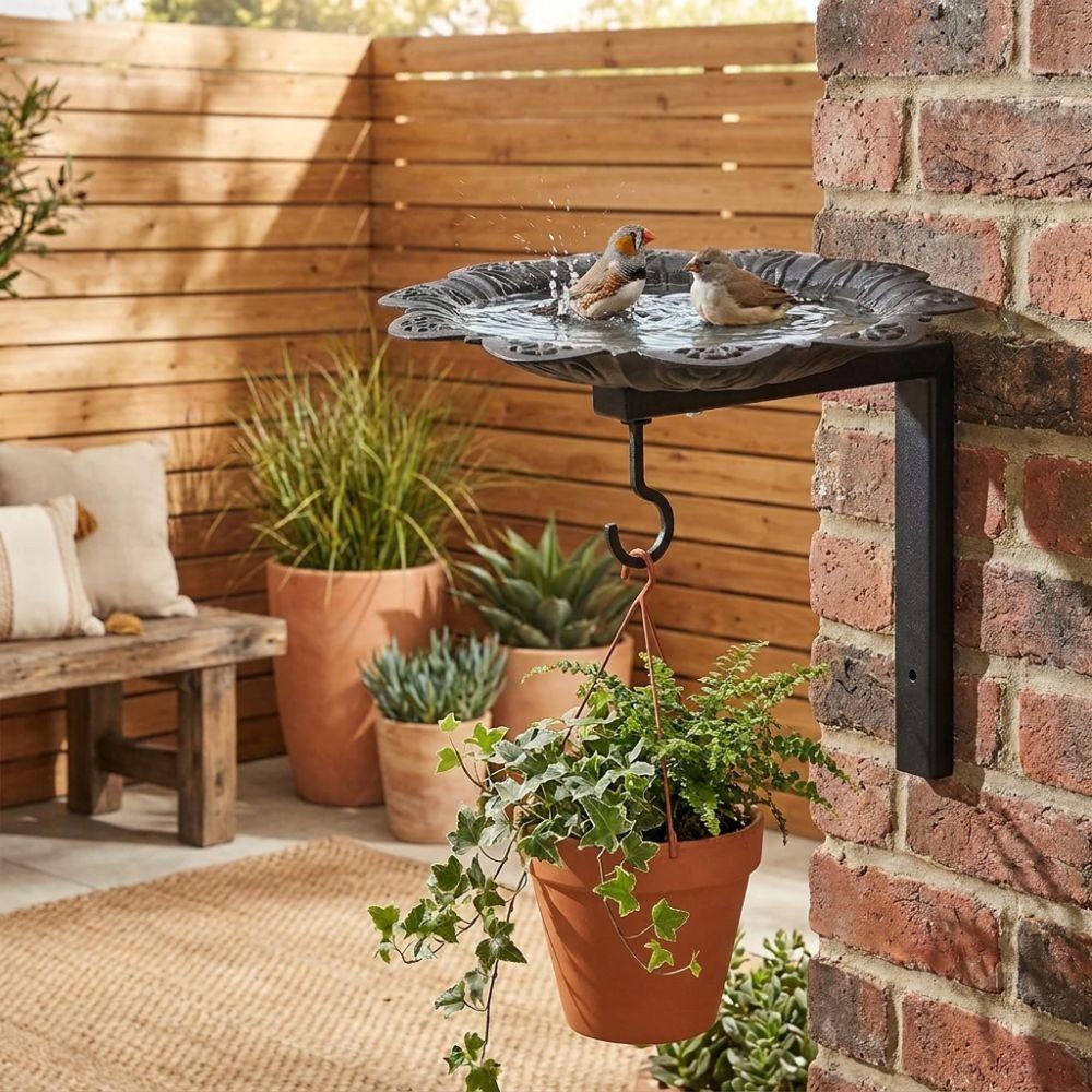 Cast Iron Wall Mounted Bird Feeder Vintage Metal Bird Bath Bird Feeding Station Outdoor