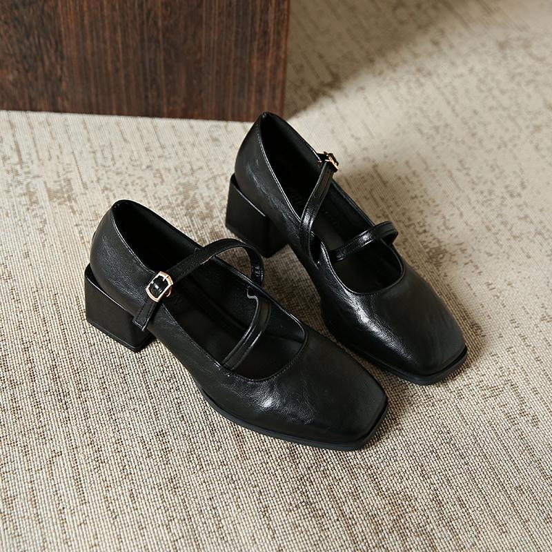 Women High Heels Marie Janes Square Toe Shoes 2025 Brand Trend New Elegant Lolita Chunky Pumps Shoes Fad Dress Zapatillas Mujer