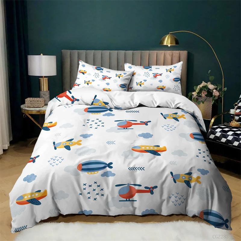 Kids Excavator Tractor Truck for Children Boys Girls Bedroom Decor Construction Vehicle Cartoon Duvet Cover Crane Quilt Cover