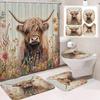 Cute Highland Cattle Printed Shower Curtain Waterproof Durable Polyester Bath Curtain For Home New Year Christmas Bathroom Decor