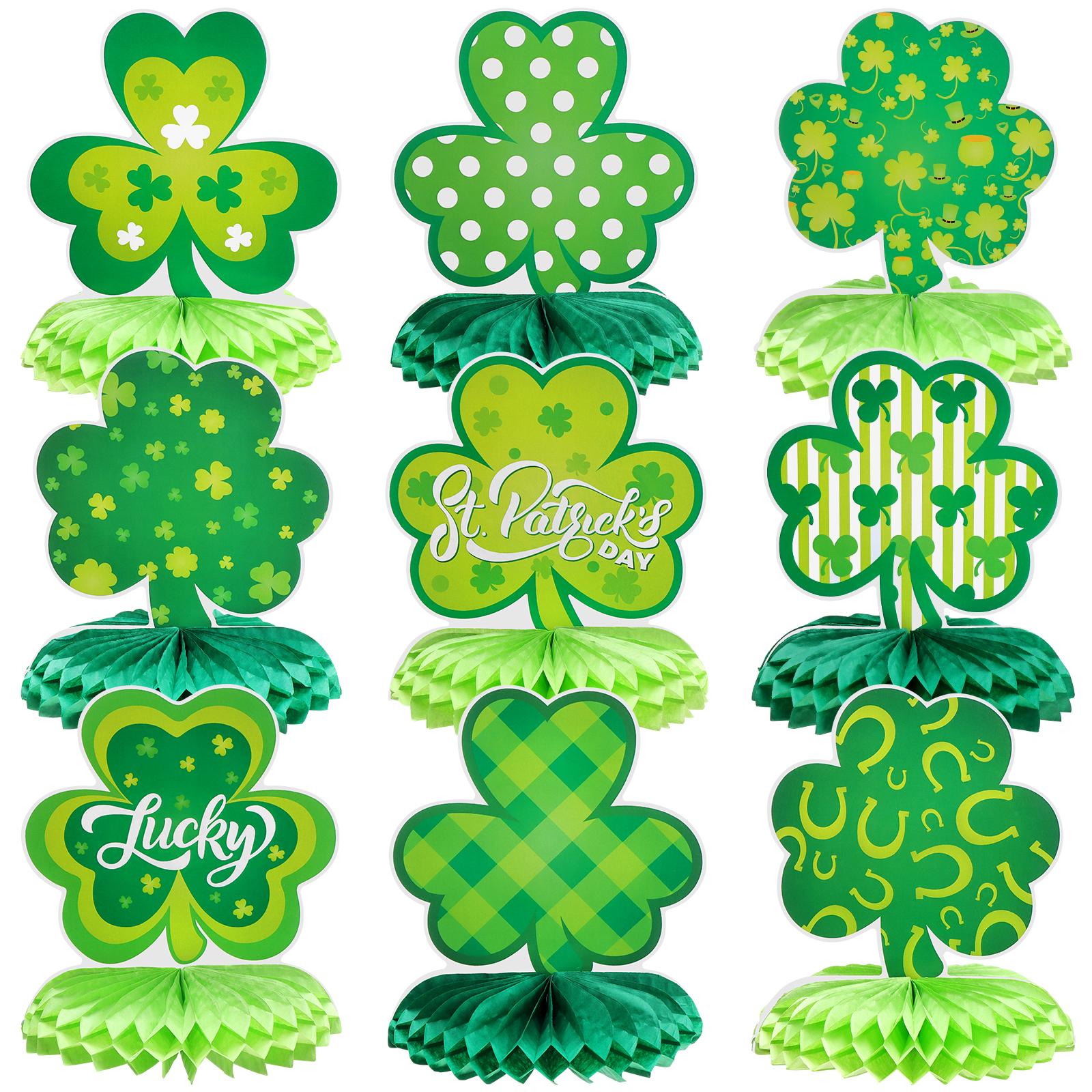 Lot De 9 DéCoration De Centre En Nid D Abeille De La Saint-Patrick Table Pour FêTe Irlandaise Accessoires Pour FêTe De Printemps 1