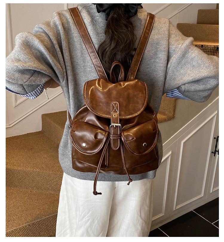 Schoolbag niche design bag 1011 new fashion casual backpack women's portable Korean version schoolbag retro going out backpack