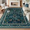 Black Rugs for Living Room Machine Washable Floor Mat Botanical Floral Birds Nature-Inspired Carpet Non-Slip Soft Home Decor