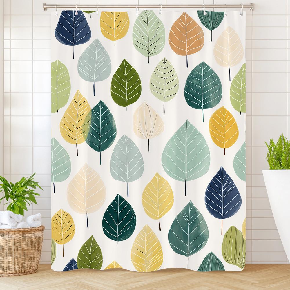 Vintage Botanical Print Floral Shower Curtain, Bathroom Decorative Shower Curtain, Waterproof Shower Curtain with Hooks