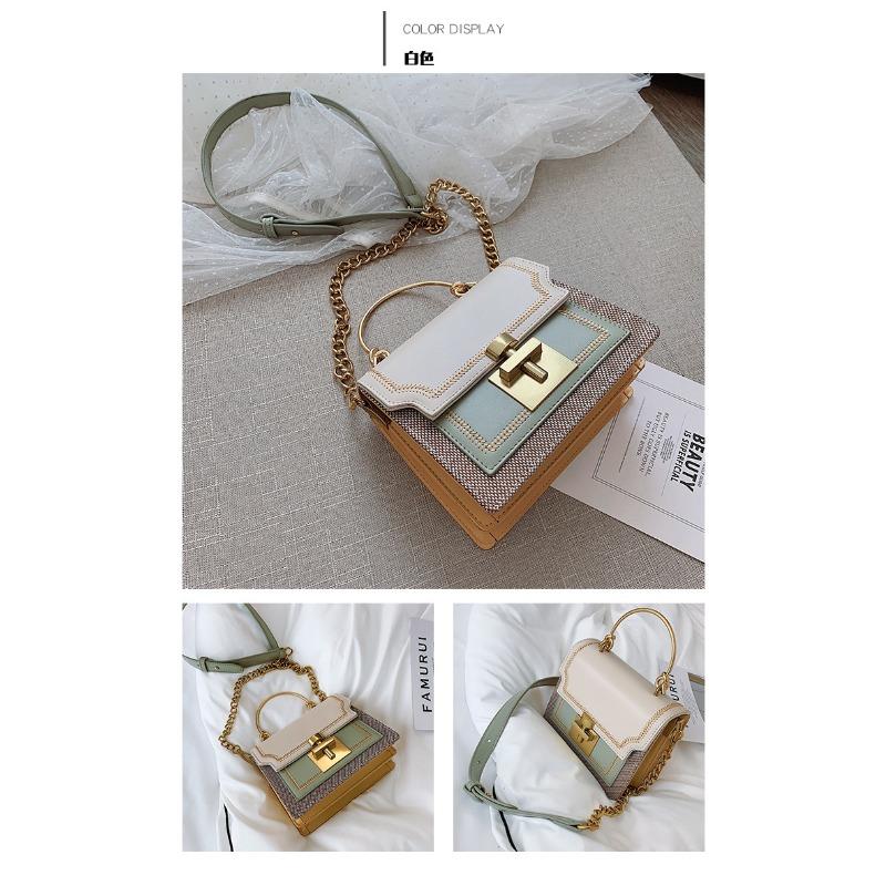 

Маленькая женская сумка 2021 новая модная текстурная контрастного цвета одноплечевая кроссбоди цепочка маленькая квадратная сумка тренд