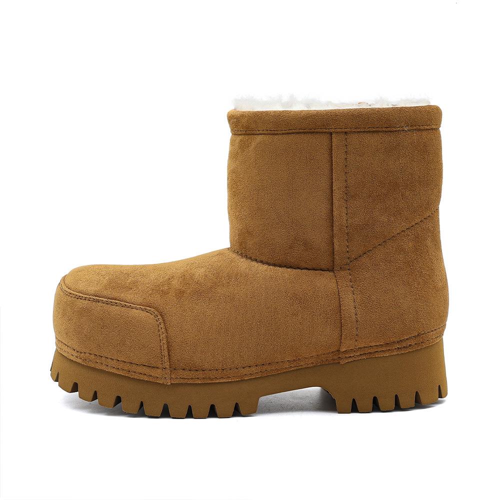 2025 Winter Fleece-Lined Big Head Snow Boots, Non-Slip Thick Sole, Height-Increasing, Pull-On Fashion.