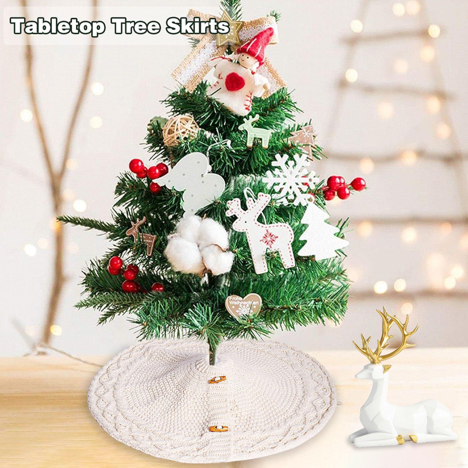 

Red Christmas Ornament Knit Solid Striped Tree Skirt One Size белый