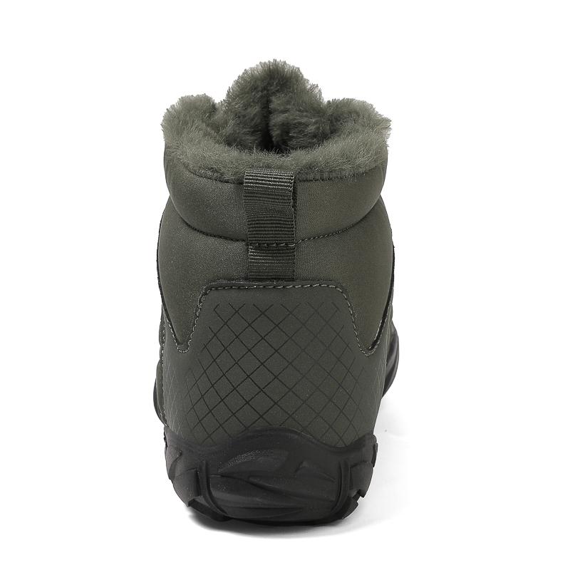 Women’s Winter Boots Outdoor Men’s Green Wide Palm Warm Cotton-padded Shoes High Top Hiking Boots for Couple Plus Size