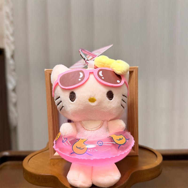 Summer Swimming Circle Cute Hellokitty Stuffed Doll Keychain Pendant Backpack Hangings Decoration