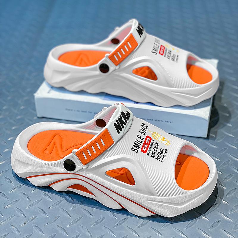 Fashion Smile Pop Casual Men Clogs Slippers Band Summer Slippers Outdoor Non-slip Beach Cozy Men Shoes Soft EVA Home Breathable Slippers
