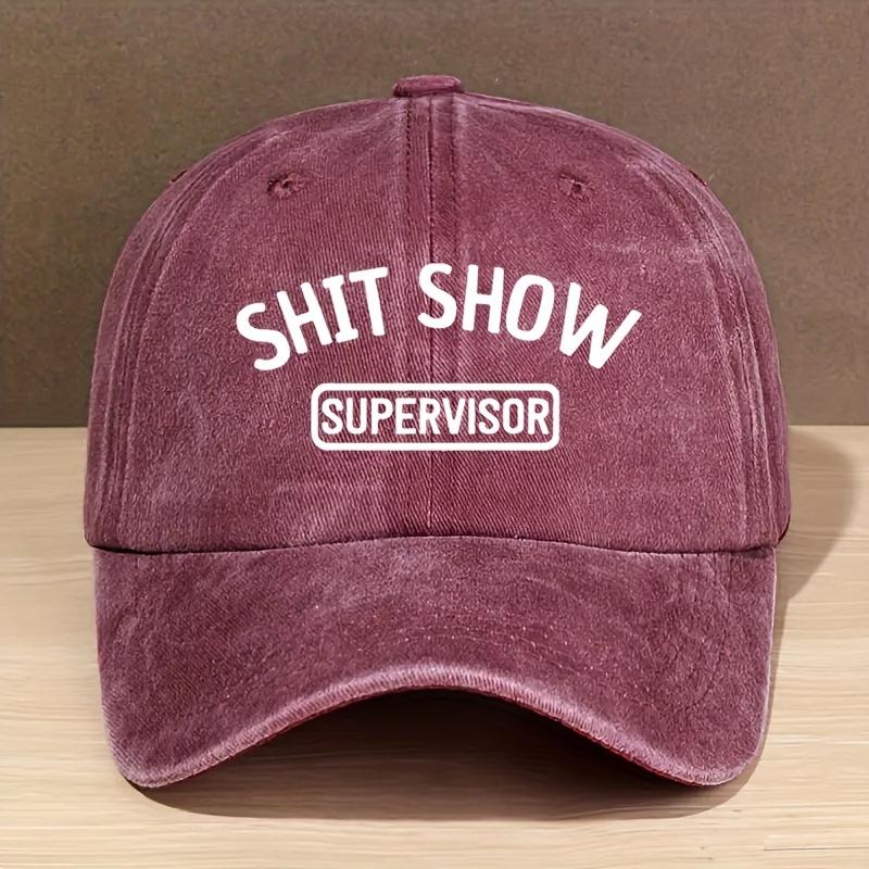 Vintage Style Baseball Cap 100 Polyester Breathable Fabric Adjustable Fashion Hat with SHIT SHOW SUPERVISOR Print