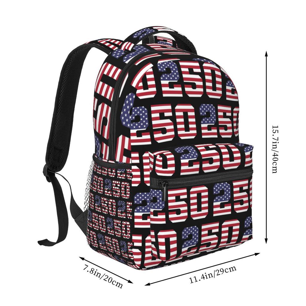 USA 250. Jubiläum 1776-2026 Amerikanische Flagge Rucksack Schüler Jungen Mädchen Schultasche Kinder Schultasche Umhängetasche für Männer Frauen