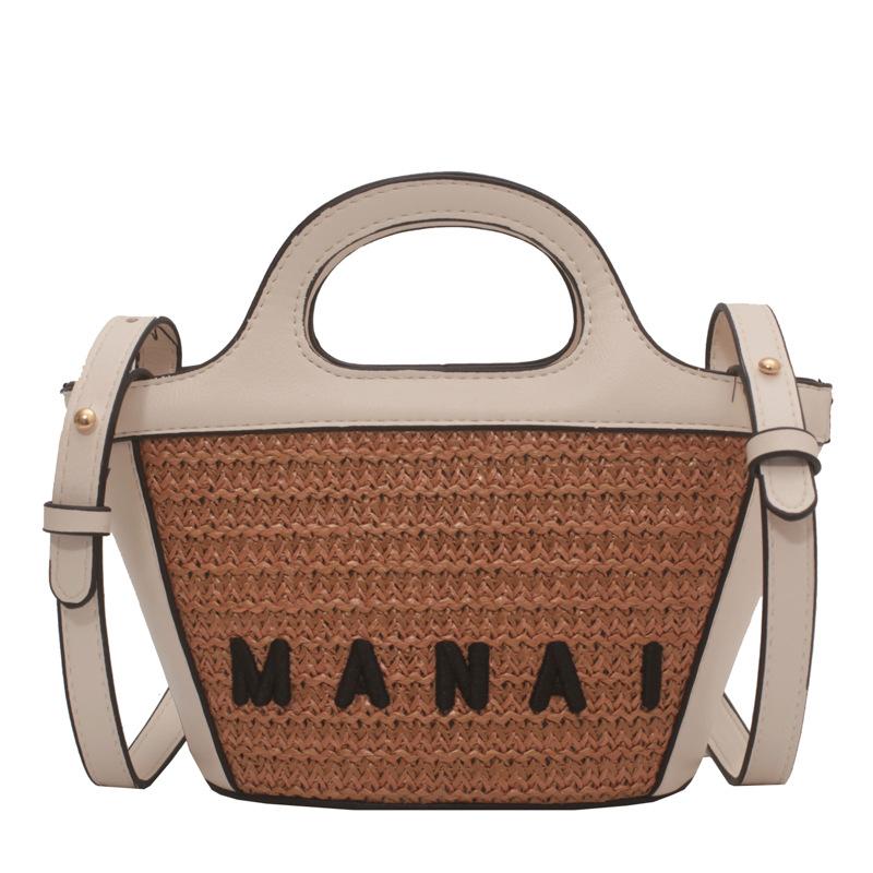 Fashion Hotest Hotest Straw Bag Bucket Bag Big Rattan Shoulder Bags Large Capacity Woven Bag Hand-Made Handbags