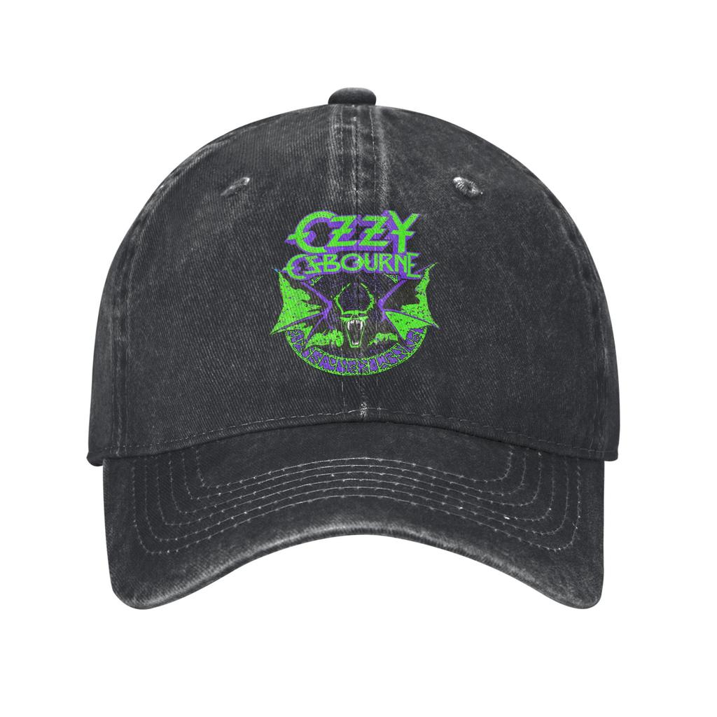 Czapka z daszkiem Ozzy Osbourne Bat Circle Neon V2 Zniszczony Denim Piosenkarz Muzyczny Snapback Mężczyźni Kobiety Outdoor Bez Struktury Miękka Czapka
