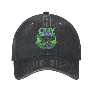 Ozzy Osbourne Bat Circle Neon V2 Baseballkappe, Used-Look-Denim, Snapback-Cap, Herren- und Damen-Outdoor-Cap, unstrukturiert, weich