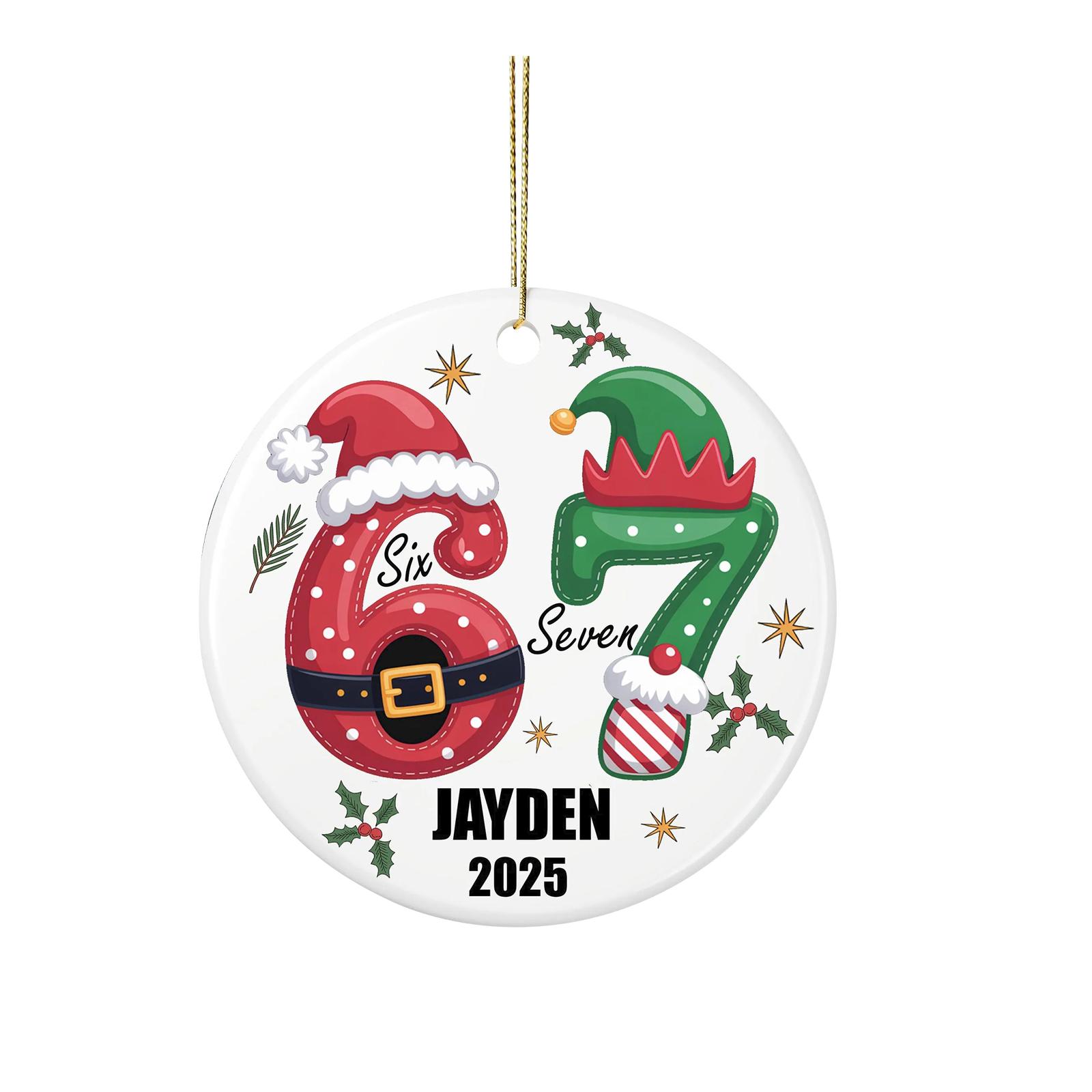 

Christmas Number 67 Acrylic Hanging Ornament 8cm Height 0 3cm Width 2D Flat Design Holiday Decoration with String for Tree Hanging