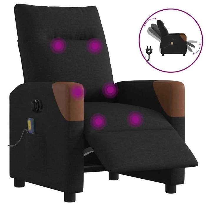 VidaXL Electric Reclining Massage Chair Black Fabric 3324000