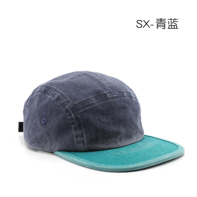 New Retro Color Matching Light Board Flat Brim Hemming Cotton Hip-hop Hat Men's and Women's Old Color Matching Solid Color Hat Tide