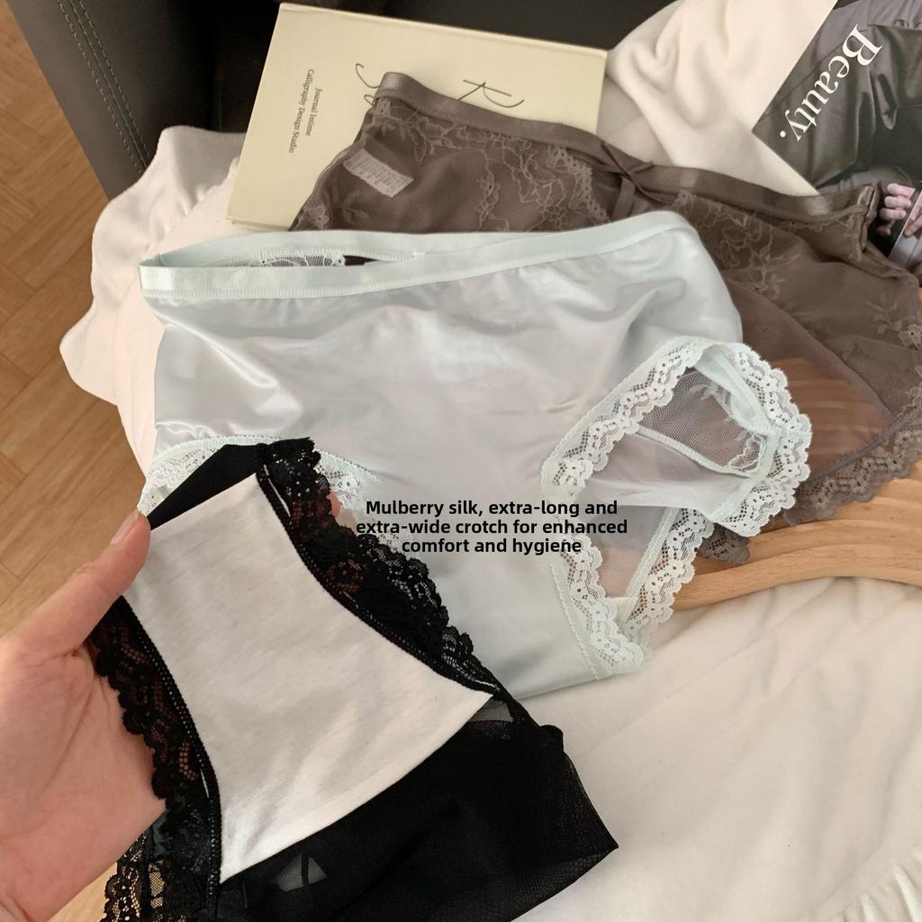 Ladies Summer Sexy Hollow Lace Extended Antibacterial Crotch Waist Triangle Briefs