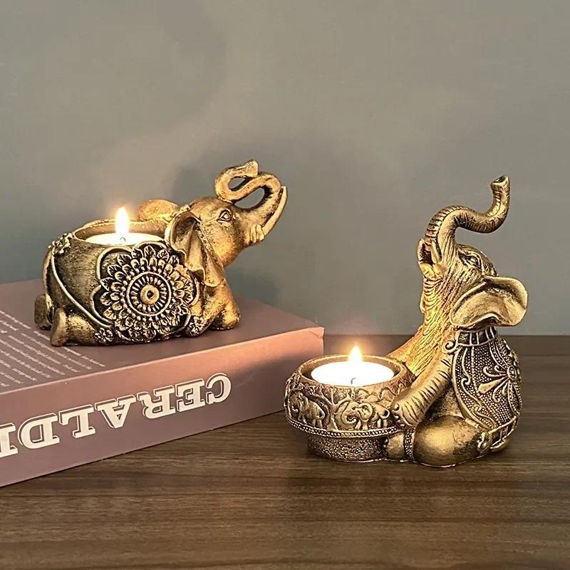 Portacandele a forma di animale, scultura con proboscide di elefante, portacandele a forma di tealight, piccoli portacandele decorativi, buoni regali portafortuna