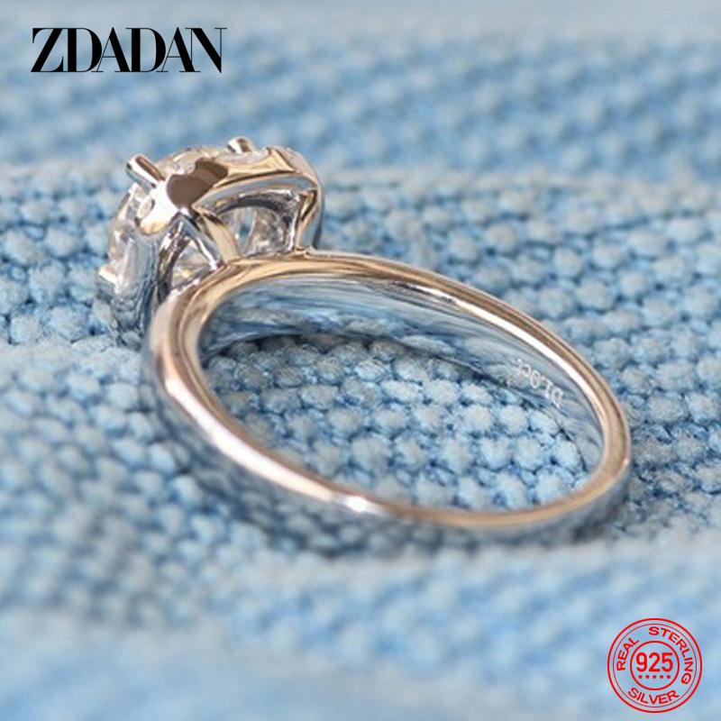 925 Sterling Silber Kristall Zirkon Ring für Damen Charm Hochzeitsfeier Schmuck Geschenk Großhandel