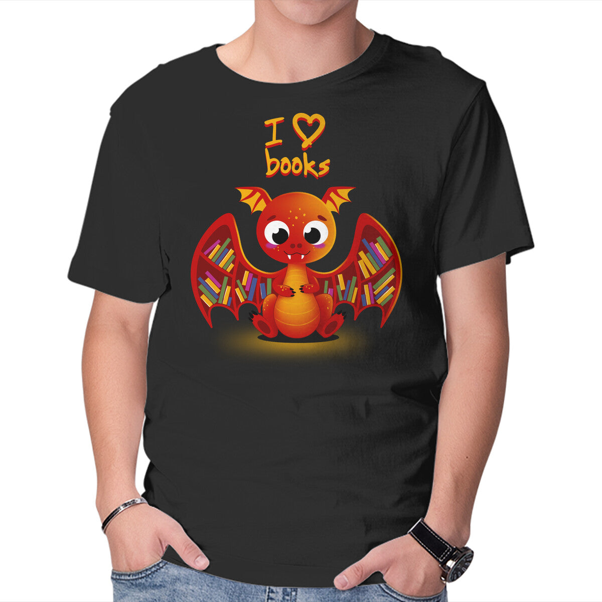 Unisex Crew Neck T-Shirt Dragon Shelf Graphic Short Sleeve Casual Tee S