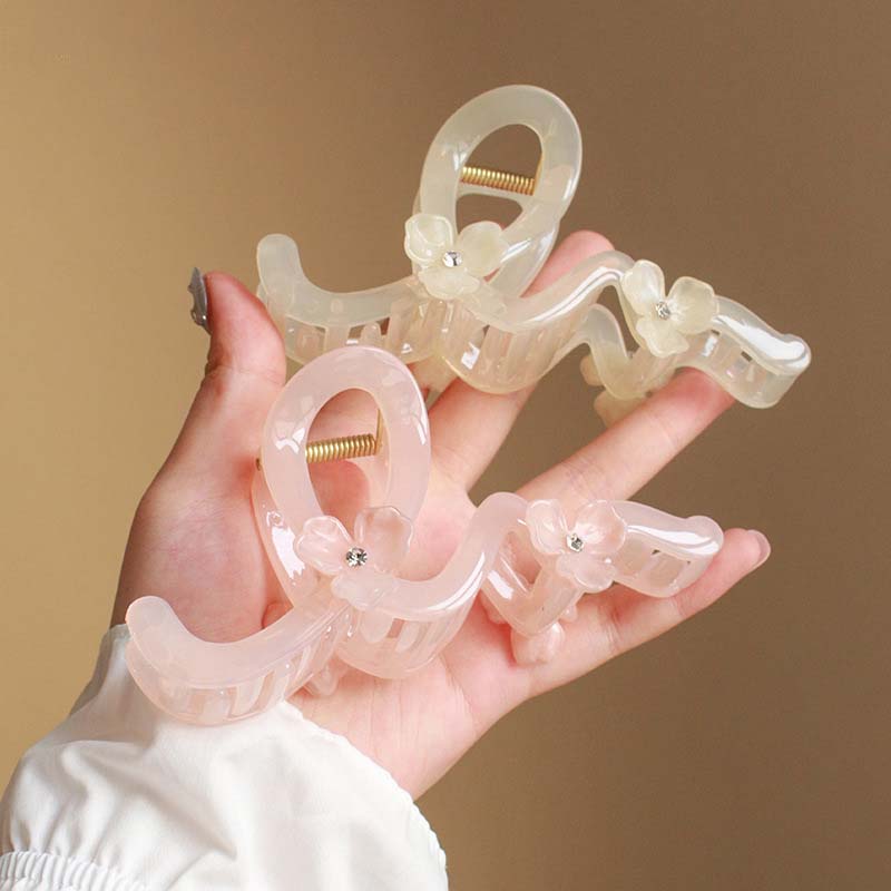 Korean Candy Color Flower Wave Hair Claw for Women Girls Fashion Design Acrylic Large Hair Claws Crab Hairpin Hair Accessories